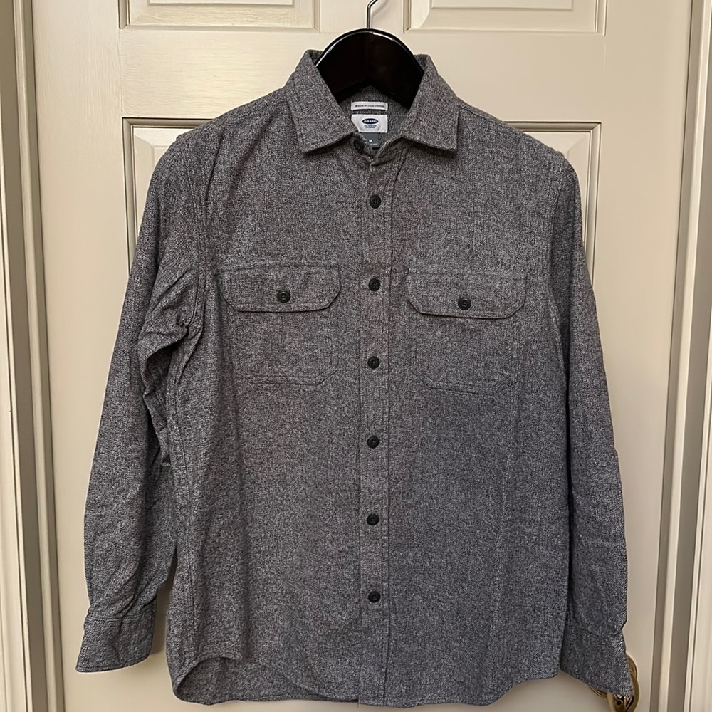 Men’s Heather Gray Old Navy Flannel - M, Cotton, Regular Fit